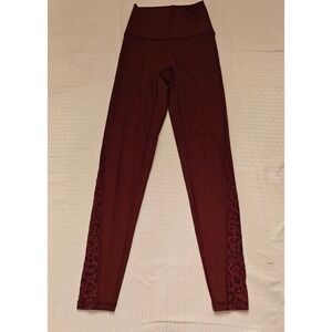 OFFLINE by Aerie Goals 7/8 Legging Womens XS Burgundy Leopard Mesh High Rise